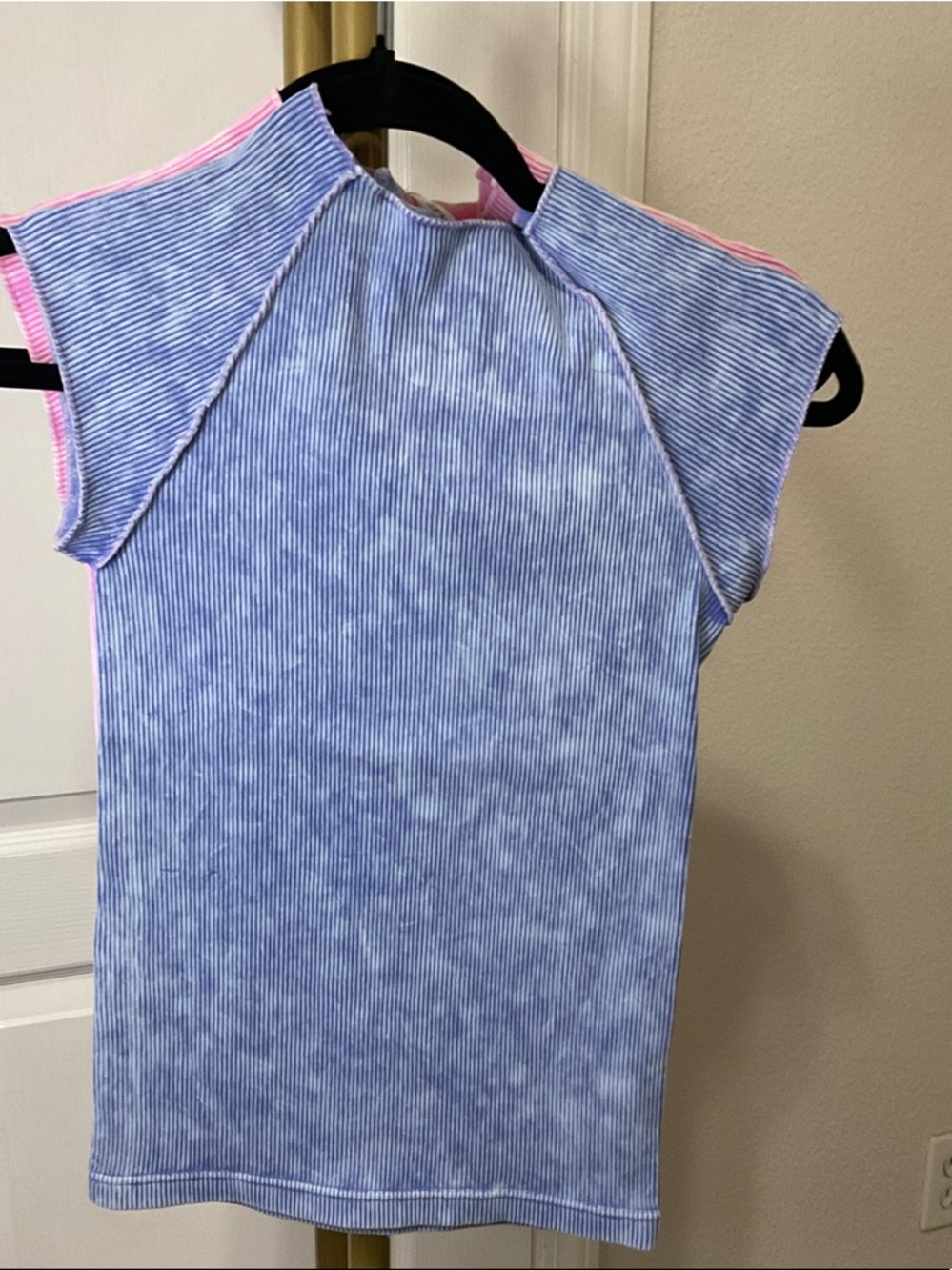 Zenana Indigo Ribbed Knit Top with Trim